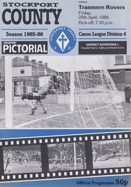 Stockport County v Tranmere Rovers Match Programme 1986-04-25